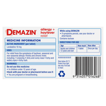 Demazin Allergy + Hayfever Relief 60 Tablets
