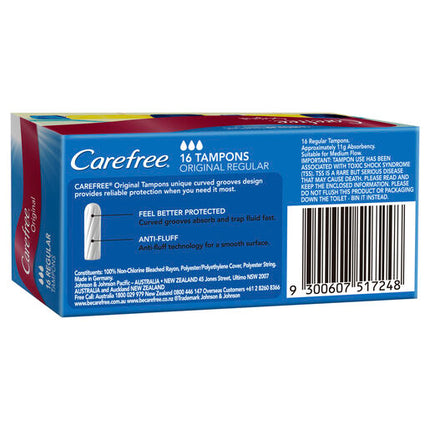 Carefree Original Regular Tampons 20 Pack