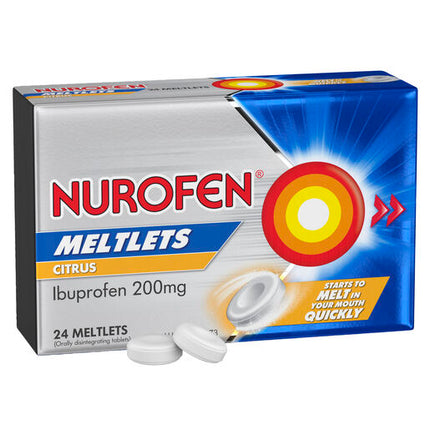 Nurofen Meltlets Citrus 200mg Ibuprofen 24 Pack