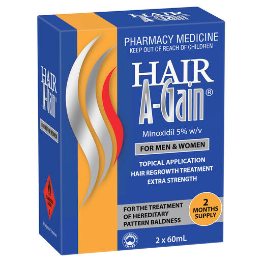 Hair A-Gain Hair Regrowth Treatment Extra Strength for Men & Women 60ml x 2 Months