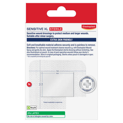 Elastoplast Sensitive Dressing XL 6x7cm 5 Pack