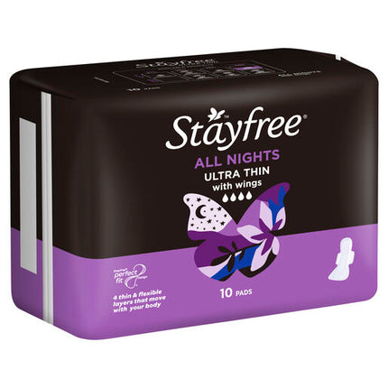 Stayfree Ultra Thin All Nights With Wings 10 Pads
