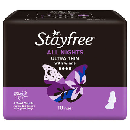 Stayfree Ultra Thin All Nights With Wings 10 Pads