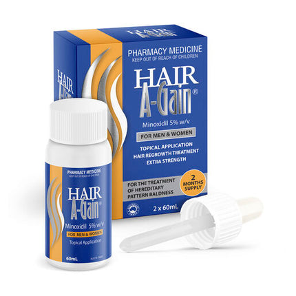 Hair A-Gain Hair Regrowth Treatment Extra Strength for Men & Women 60ml x 2 Months
