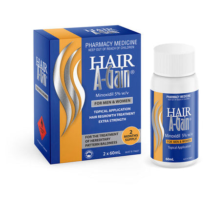 Hair A-Gain Hair Regrowth Treatment Extra Strength for Men & Women 60ml x 2 Months