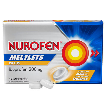 Nurofen Meltlets Citrus 200mg Ibuprofen 12 Pack