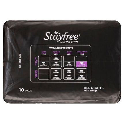 Stayfree Ultra Thin All Nights With Wings 10 Pads