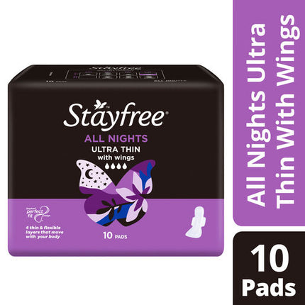 Stayfree Ultra Thin All Nights With Wings 10 Pads