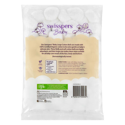 Swisspers Baby Organic Cotton Large Balls 60 Pack