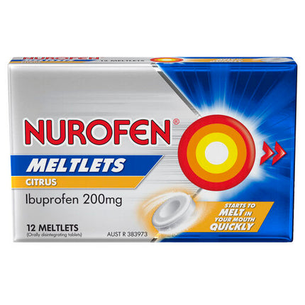 Nurofen Meltlets Citrus 200mg Ibuprofen 12 Pack