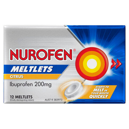 Nurofen Meltlets Citrus 200mg Ibuprofen 12 Pack