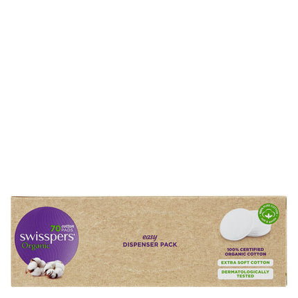 Swisspers Organic Round Cotton Pads Eco Dispenser 70 Pack
