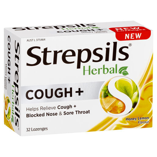 Strepsils Herbal Cough + Honey Lemon 32 Lozenges