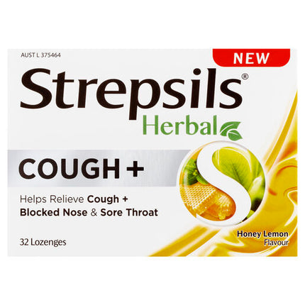 Strepsils Herbal Cough + Honey Lemon 32 Lozenges