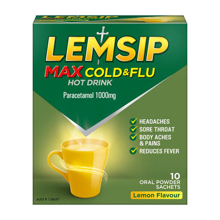 Lemsip Max Cold and Flu Hot Drink Lemon 10 Pack