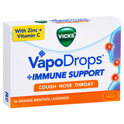 Vicks VapoDrops Immune Support Orange 16 Lozenges