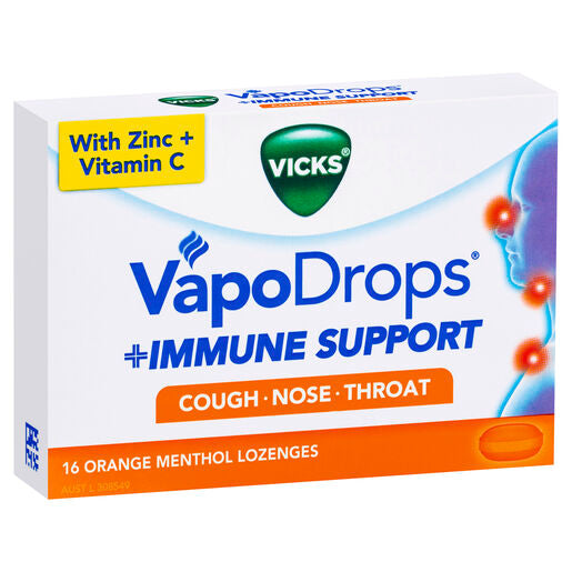 Vicks VapoDrops Immune Support Orange 16 Lozenges
