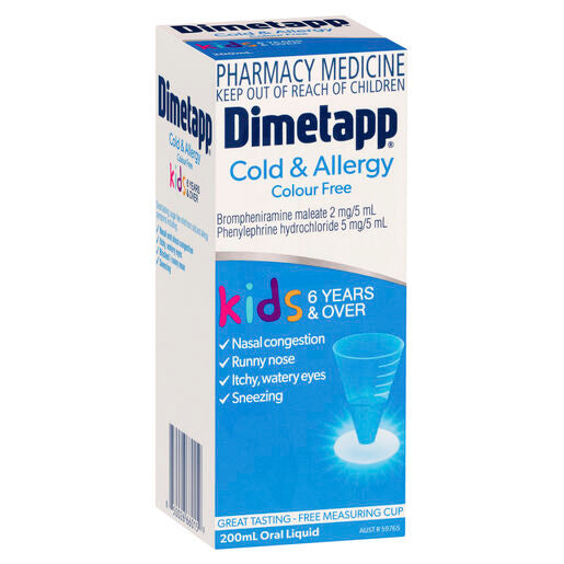 Dimetapp Cold and Allergy Colour Free 200ml