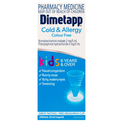 Dimetapp Cold and Allergy Colour Free 200ml