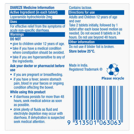 Diareze 20 Tablets
