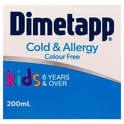 Dimetapp Cold and Allergy Colour Free 200ml