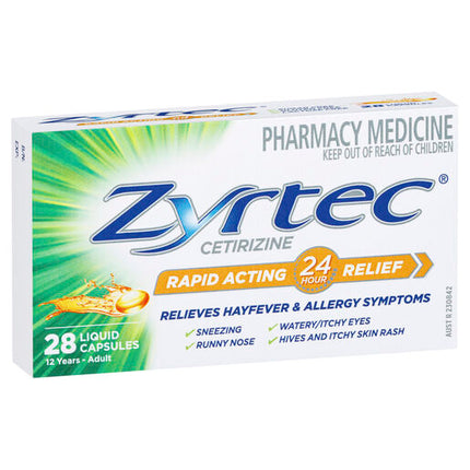 Zyrtec Rapid Acting Relief Hayfever & Allergy Liquid Capsules 28 Pack