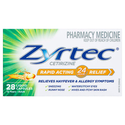 Zyrtec Rapid Acting Relief Hayfever & Allergy Liquid Capsules 28 Pack