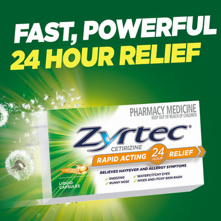 Zyrtec Rapid Acting Relief Hayfever & Allergy Liquid Capsules 28 Pack