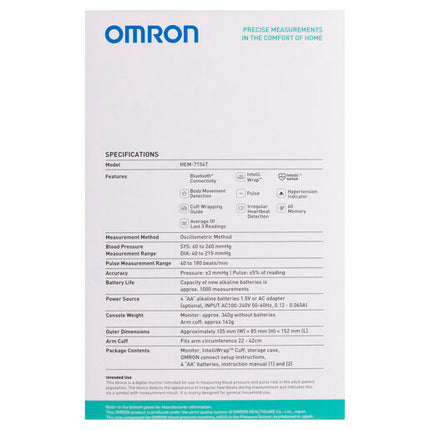 Omron HEM7156T Blood Pressure Monitor