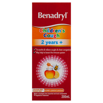 Benadryl Children's Cough 2 years+ Honey Lemon Flavour 200mL