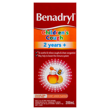 Benadryl Children's Cough 2 years+ Honey Lemon Flavour 200mL