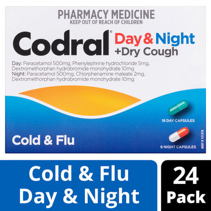 Codral Cold & Flu + Cough Day & Night 24 Capsules