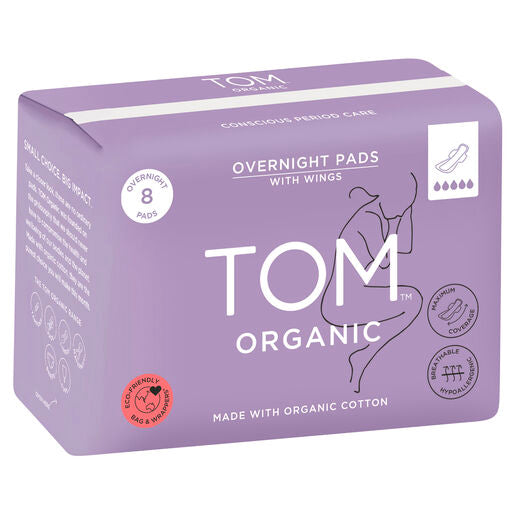 Tom Organic Overnight Pads 8 Pack