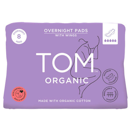 Tom Organic Overnight Pads 8 Pack