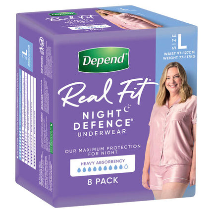Depend Women Real Fit Underwear Night Defence Large 8 Pack