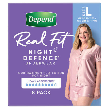 Depend Women Real Fit Underwear Night Defence Large 8 Pack