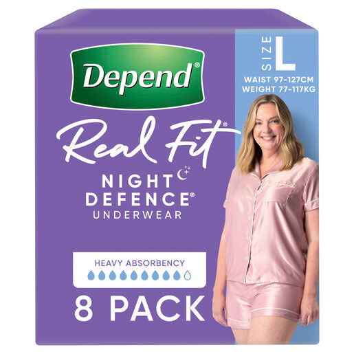 Depend Women Real Fit Underwear Night Defence Large 8 Pack