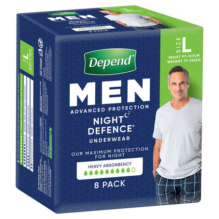 Depend Men Real Fit Underwear Night Defence Large 8 Pack