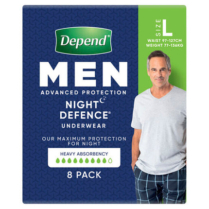 Depend Men Real Fit Underwear Night Defence Large 8 Pack