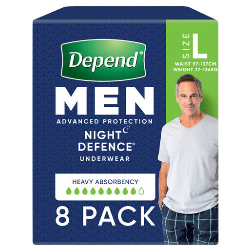 Depend Men Real Fit Underwear Night Defence Large 8 Pack