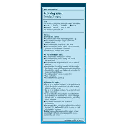 Advil Pain and Fever Relief Children's 2-12 Years 200mL