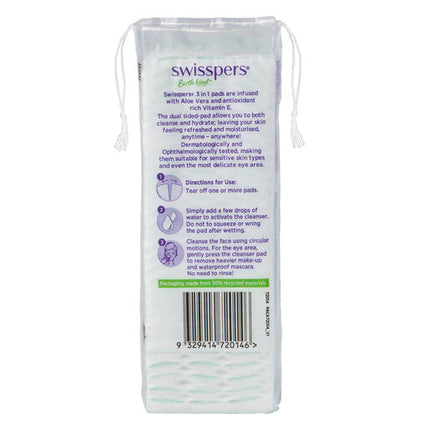 Swisspers 3in1 Aloe Vera & Vitamin E Cleanser Infused Pads 60 Pack