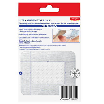 Elastoplast Ultra Sensitive Dressing XXL 8x10cm 5 Pack