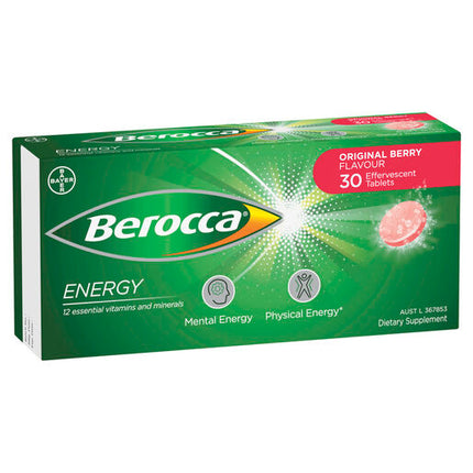 Berocca Energy Original Berry Effervescent Tablets 30 Pack