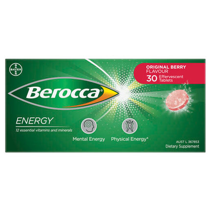 Berocca Energy Original Berry Effervescent Tablets 30 Pack