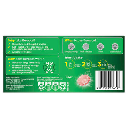Berocca Energy Original Berry Effervescent Tablets 30 Pack
