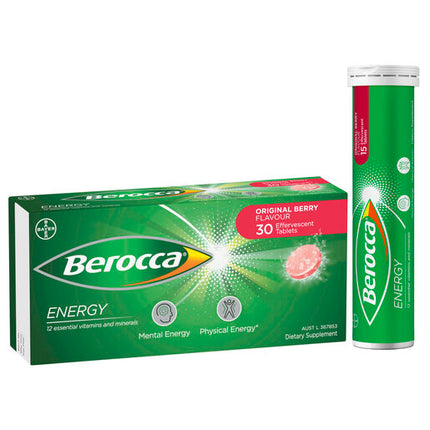Berocca Energy Original Berry Effervescent Tablets 30 Pack