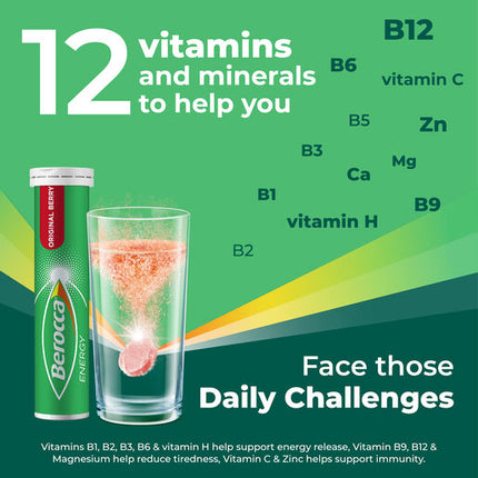 Berocca Energy Original Berry Effervescent Tablets 30 Pack