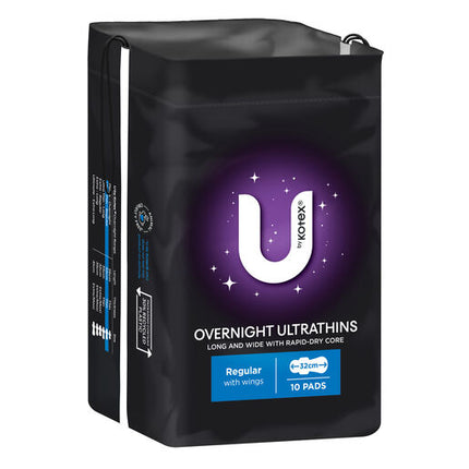 U By Kotex Overnight Ultrathins Pads Regular 10 Pack