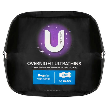 U By Kotex Overnight Ultrathins Pads Regular 10 Pack